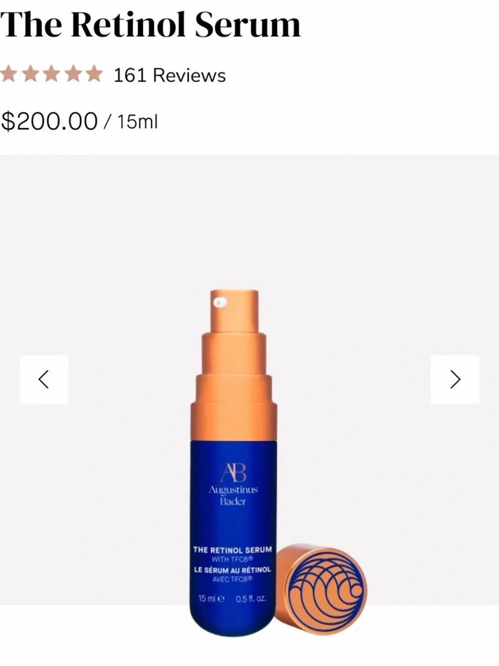 Augustinus Bader The Retinol Serum with TFC8 Sample Size 2x 7ml/ 0.2 fl oz  New